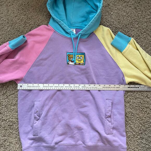 Teddy Fresh X SpongeBob SquarePants sweatshirt colorblock hoodie sz L - Picture 12 of 13